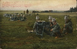 Uniformed Soldiers in Field with Weapons Postcard