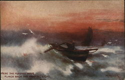 Person in Rowboat Amid Large Waves Canoes & Rowboats Postcard Postcard