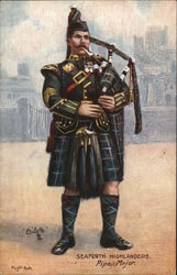 Bagpipe Player Wearing Kilt and Hat Postcard