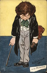 "A la Kubelik" Violinist Postcard