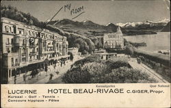 Hotel Beau-Rivage Lucerne Switzerland Postcard Postcard