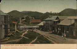 Main Street and Railway Station Gorgona, Panama Postcard Postcard