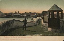 Policeman on guard Las Bobedas Postcard