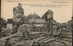 The reconstruction in Chauny Postcard