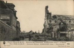 Guerre 1914-1917 - Retraite des Allemands - L'Eglise Ribecourt (Oise), France World War I Postcard Postcard