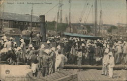 Embarquement de Troupes Hand Colored Dakar, Senegal Africa Postcard Postcard