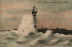 La Jetee and Lighthouse Le Havre, France Postcard Postcard