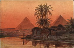 Pyramids and River Nile Cairo, Egypt Africa Postcard Postcard Postcard