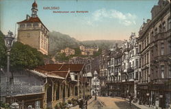 Marktbrunnen und Marktplatz Karlsbad, Germany Postcard Postcard