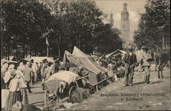 The arrival of the pilgrims at Calvary Israel / Palestine Middle East Postcard Postcard