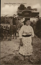 Woman Selling Hats Portugal Postcard Postcard Postcard