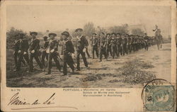 Soldiers Marching With Equipment - Elevator Advertising Postcard