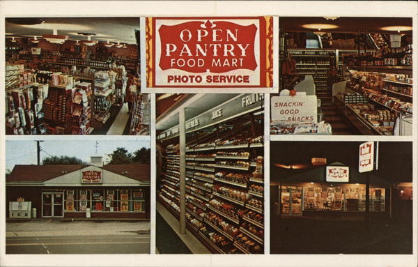 Open Pantry Food Mart Advertising Postcard