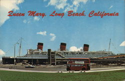 "Queen Mary," Located at the Permanent Berth Postcard