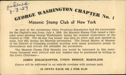 Masonic Stamp Club of New York Postcard