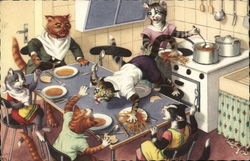 Cats Eating Postcard