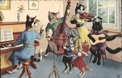 A Musical Family of Cats Postcard