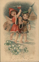 A Joyous New Year - 2 children celebrating Postcard