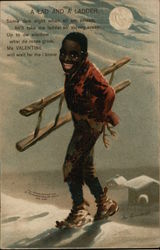 A Lad and a Ladder Postcard