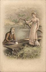 Couple with Rowboat Couples Postcard Postcard