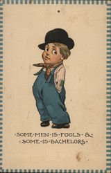 Little Boy Wears Overalls And A Top Hat Postcard