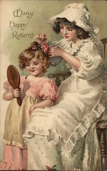 Little Girls Doing their Hair Postcard Postcard