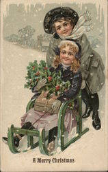 A Merry Christmas Children Postcard Postcard