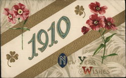 New Years Wishes 1910 Postcard