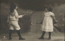 Children Playing Tennis Postcard