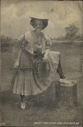 Woman with a tennis racket Postcard