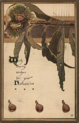 Art Nouveau With Merry Wishes For Your Halloween Postcard Postcard