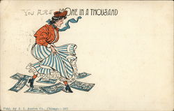 Tiptoe Lady Through Money Postcard