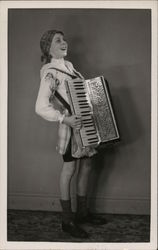 Woman Playing Accordian Postcard