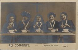 French Nuns at Convent "Au Couvent" Religious Postcard Postcard