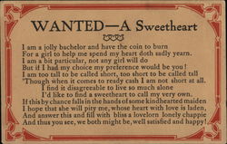 WANTED-A Sweetheart Romance & Love Postcard Postcard