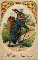 Easter Greetings With Bunnies Postcard Postcard