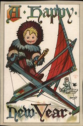 A Happy New Year Children Postcard Postcard