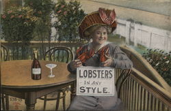 Lobsters in Any Style - Woman with Lobsters Postcard