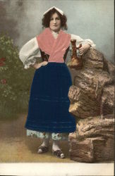 Woman with Silk Dress Postcard