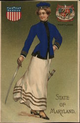 State Girl Maryland Postcard