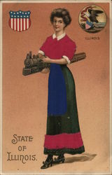 State Girl Illinois Postcard