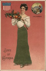 California- Woman with Oranges State Girls Postcard Postcard