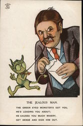 THE JEALOUS MAN. Caricatures Postcard Postcard