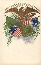 Bronze Eagle with American Flag and Two Shields Postcard