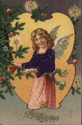 A Merry Christmas Angels Postcard Postcard