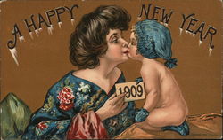 A Happy New Year 1909 Beautiful Ladies Postcard Postcard