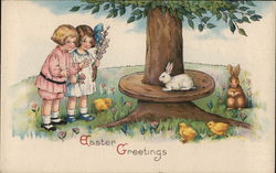 Easter Greetings With Children Postcard Postcard