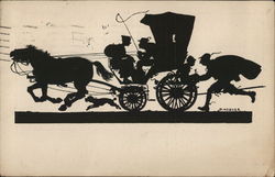 Horse & Wagon Sillouette Postcard