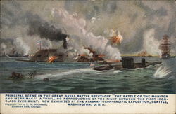 The Battle of the Monitor and Merrimac Postcard