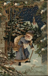 Santa in Blue Robe Postcard